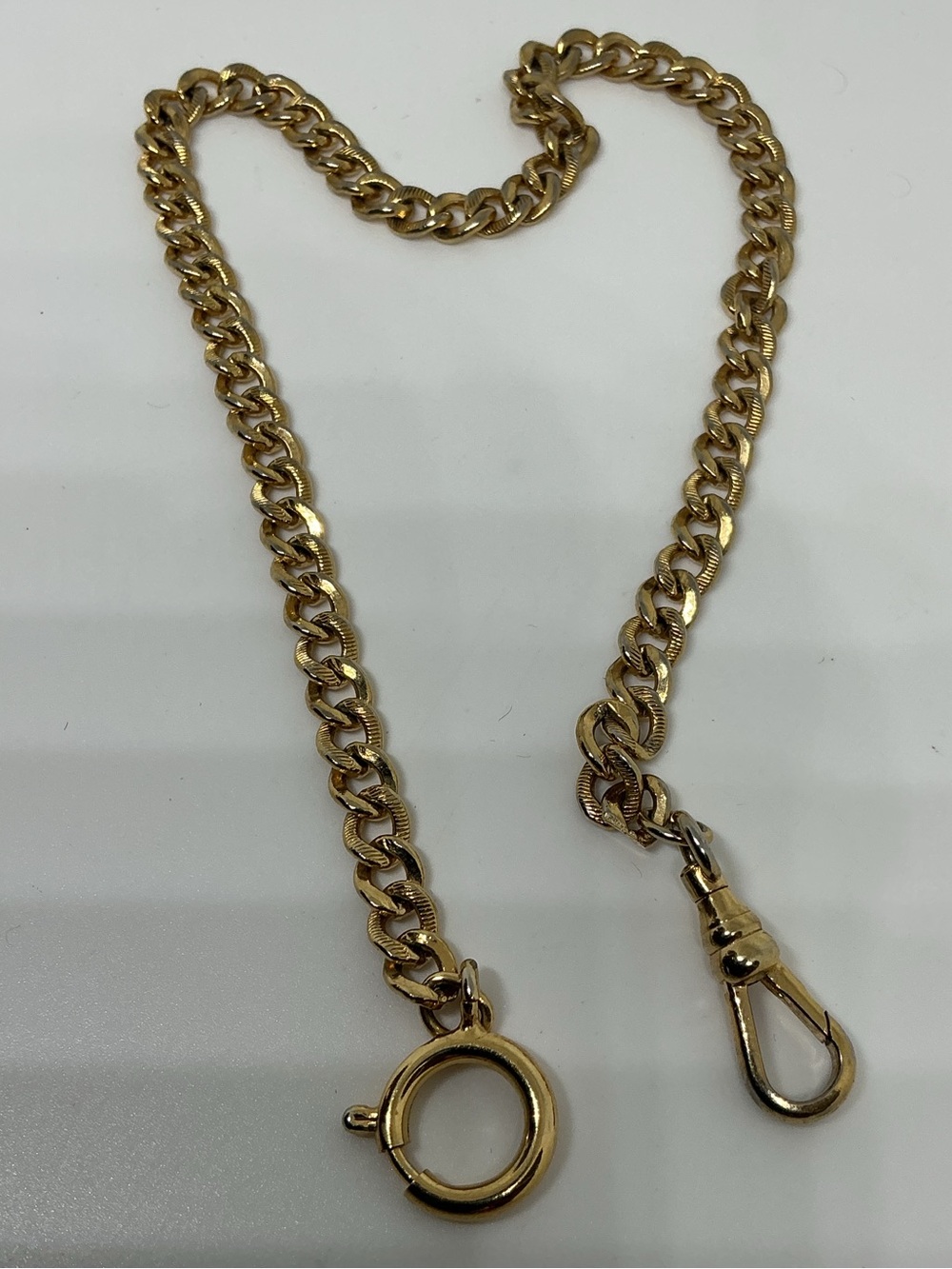 Vintage Gold Tone Curb Link Watch Chain Fob - Picture 2 of 5